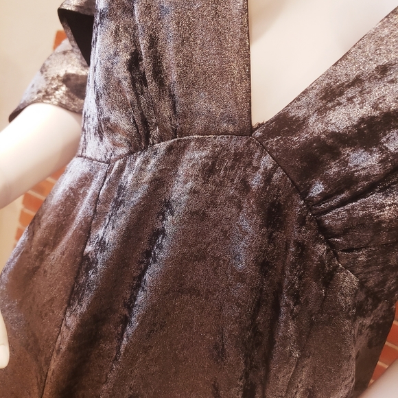 TOP SHOP Crushed Pewter Velvet LG. C/S Slit Dress-8-New - Picture 12 of 13
